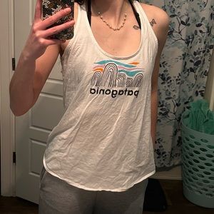 Size small white Patagonia tank top. A little wrinkly but that’s an easy fix.
